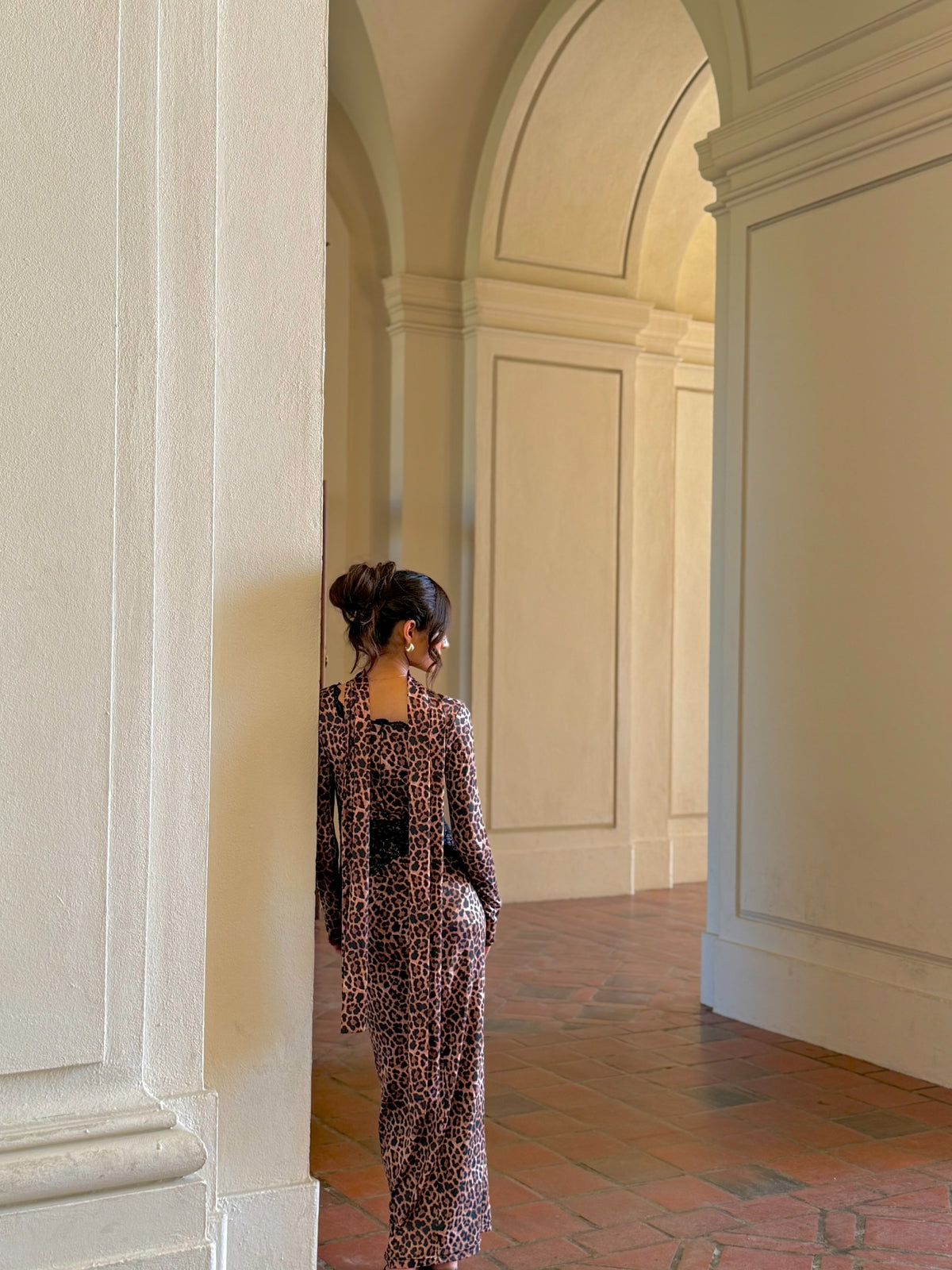 Alter Ego leopard dress editorial archway image