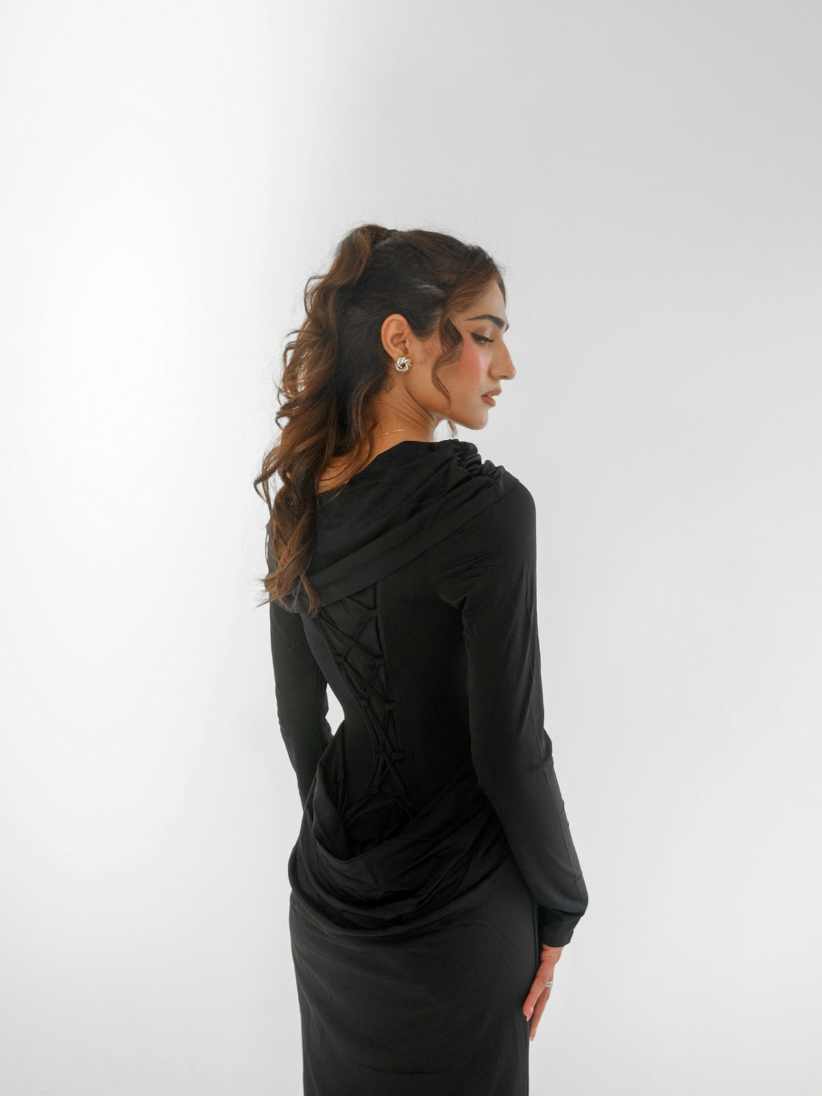 Paradox black dress lace-up back view