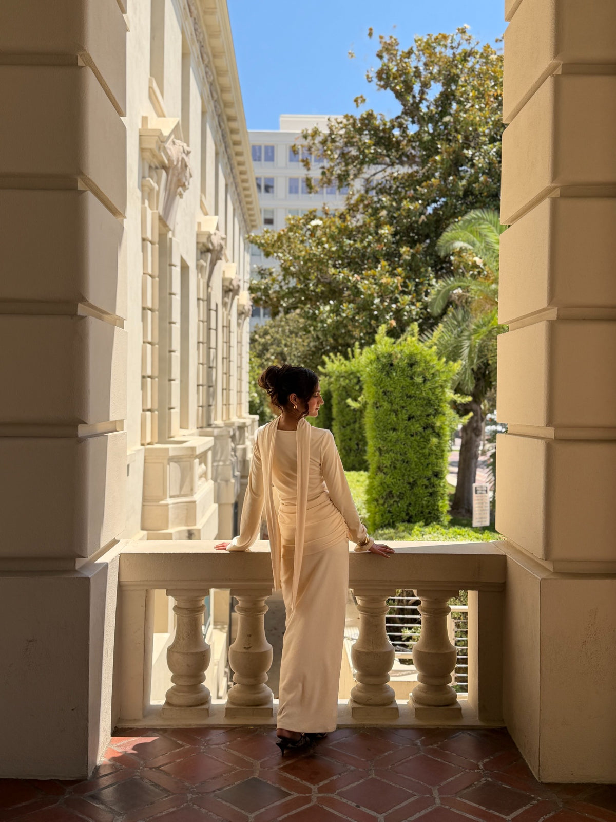 Reverie white dress editorial architecture image